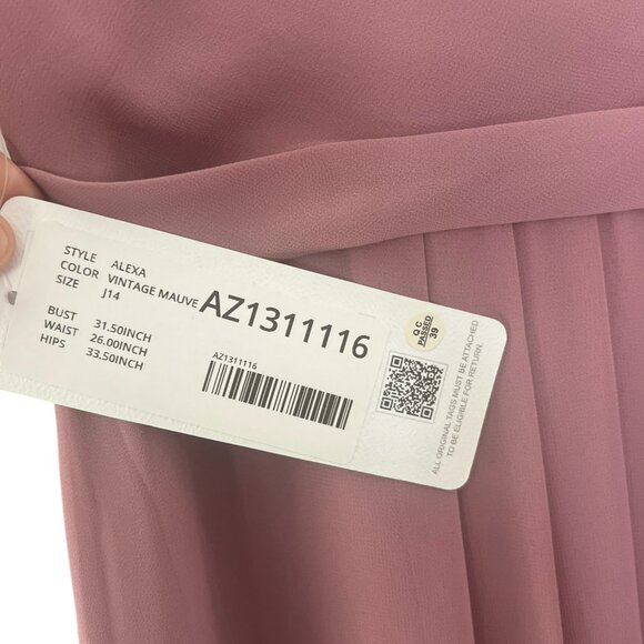 Azazie NWT Alexa Junior Bridesmaid‎ Dress Vintage Mauve Size J14 - Picture 3 of 4